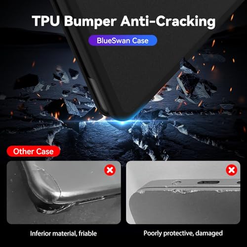 Image of BlueSwan Case Compatible for New MacBook Air 13 /13.3 inch 2018 2020 2021 Released,M1 A2337 A2179 A1932, Anti-Rupture TPU Frame + Ultra-Thin PC Matte Anti-Fingerprint Protective Cover - Frosted Black