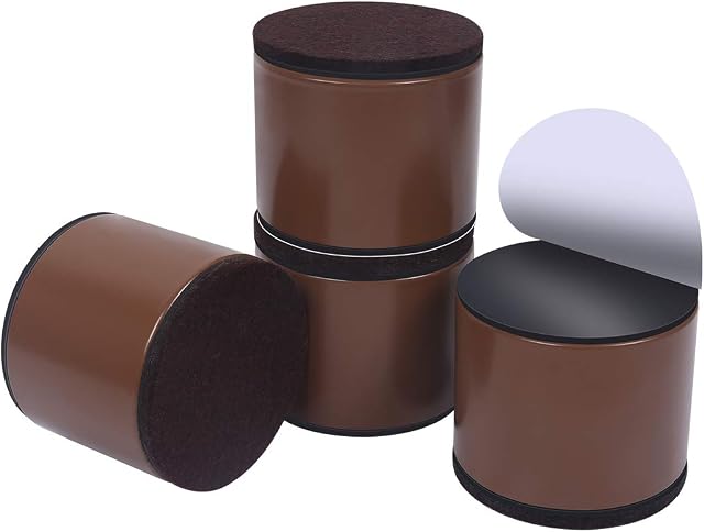 Ezprotekt 2" Lift Furniture Risers Carbon Steel Bed Risers,2.4" Self-Adhesive Heavy Duty Furniture Raisers Adds 2" Height to Beds Sofas Cabinets Supports 20,000 lbs, Round Brown