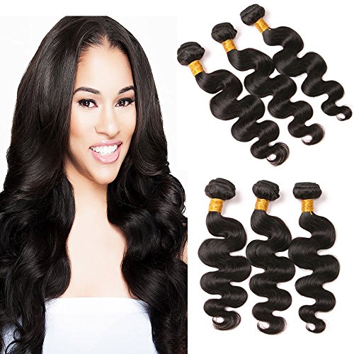 Body Wave 3 Bundles Brazillian Virgin Human Hair 20 22 24 Inch 300g/Pack 9A Unprocessed Real Human Hair Weave Bundles Double Weft Natural Black Color Full Thick Bundles For Black Women
