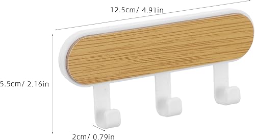 Miniatura 4 de 6PCS Self-Adhesive Wall Hooks Space Saving Multi-Hook Rack - Bedroom Hanging Rack - Wooden Coat Hat Hanger Organizer for Bathroom Hallway
