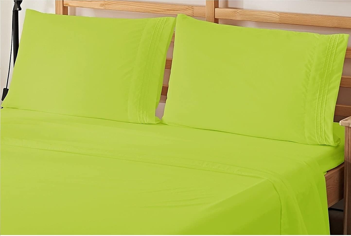 Elegant Comfort 4-Piece Bedding Sheet Set! Luxury Soft 1500 Premier Hotel Quality Wrinkle & Fade Resistant with Deep Pocket, Queen, Lime-Neon Green