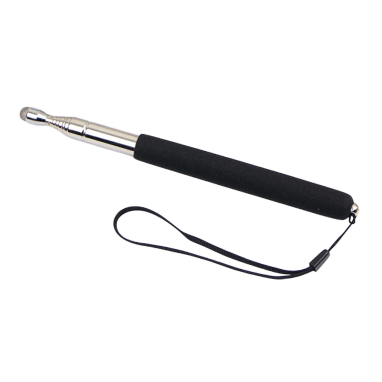Lehrerpointer Teleskopischer Zeigestab Edelstahl mit Lanyard Ausziehbarer Handpointer Anti Rutsch Griff Handlicher Whiteboardstab für Schule Präsentat, Schwarz