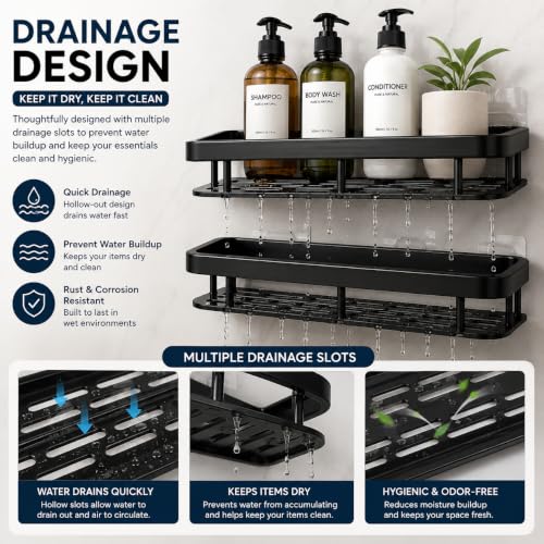 Image of TASMAX Bathroom Organiser Without Drill Suction Shelf No Drill Plastic Adhesive Suction Use Installation Transparent Pack of 1pcs (Block 2 PCS, Block Pock of 2)