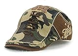YCHY Cotton Flat Cap Duckbill Hat Newsboy Ivy Irish Cabbie Scally Cap,Camouflage Color (Coffee)