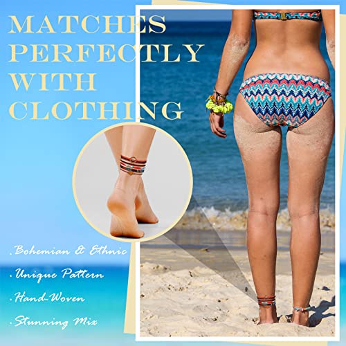 Yinkin 36 Pieces Boho Surfer Bracelet Ankle For Women Waterproof Unisex Ethnic Ankle For Women And Men Handmade Summer Beach Bracelet Jewelry String Rope Ankle Bracelets Gifts thumb #2