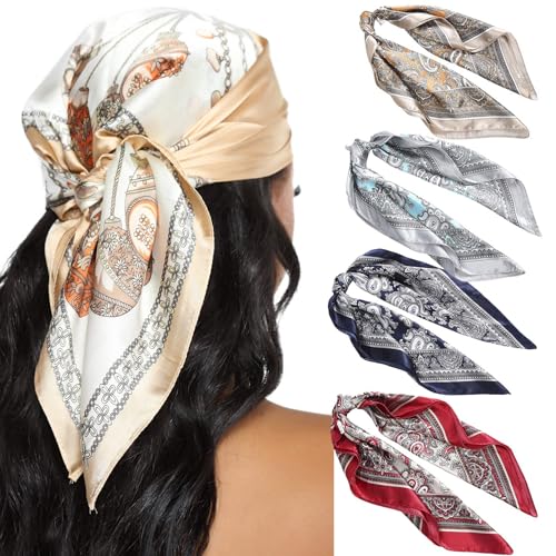 AWAYTR 23” Satin Bandanas for Women Head Scarf Like Silk Scarf for Hair Scarf Satin Neck Scarf Silk Hair Bandana Headscarf