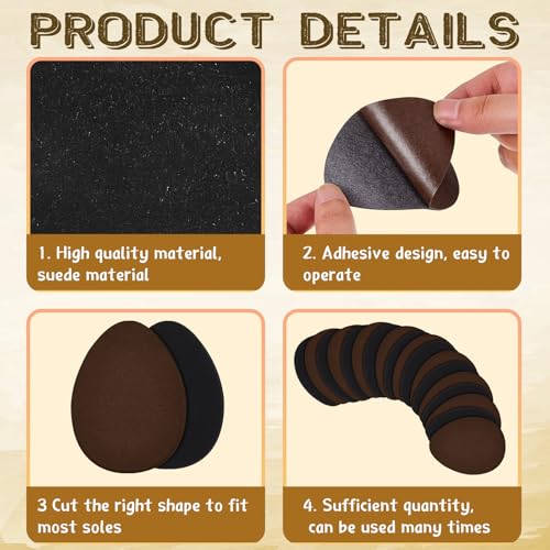 Image of Jecery 36 Pcs Suede Soles for Dance Shoes Non Slip Shoe Pads on Bottom of High Heeled Shoes Protectors Adhesive for Women (Brown,Black)