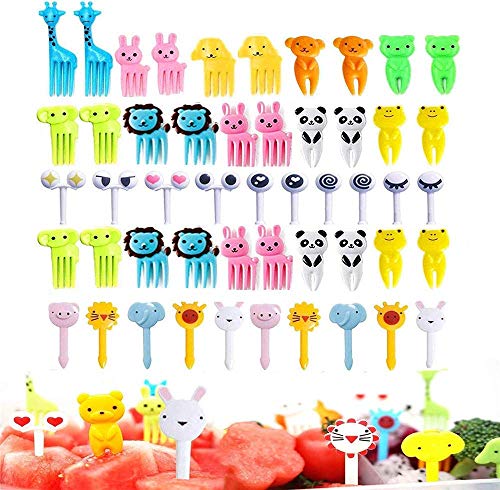 50 Pcs Food Fruit Fork Picks for Kids Cute Animals Bento Box Decor