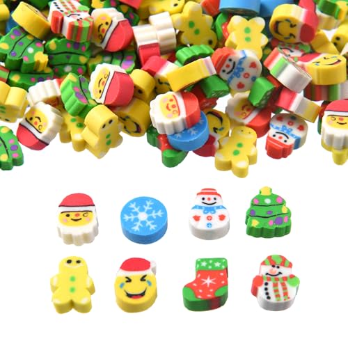 HILAZA 330pcs Mini Christmas Erasers for Kids Bulk Small Santa Snowflakes Erasers for Goodie Bags Stuffers Stocking Stuffers Holiday Gifts Party Favors