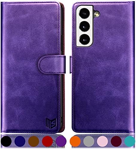 SUANPOT for Samsung Galaxy S22 5G case RFID Blocking Credit Card Holder, Flip Folio Book PU Leather Wallet Phone case Shockproof Cover Women Men for Samsung S22 case Light Brown