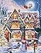 Springbok's Christmas Eve Cottage 1000 Piece Jigsaw Puzzle is a Classic Image of a Cozy Christmas Cottage Complete with Snowman and Santa Sailing Above in His Sleigh