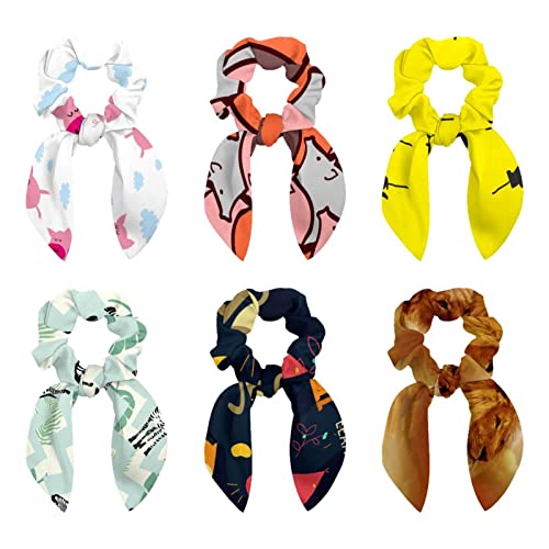 Lot de 6 chouchous à cheveux avec nœud cochon pour fillette