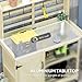 Outsunny Outdoor Wooden Potting Bench Table, Garden Workstation with Storage Cabinet, Storage Shelves for Backyard, Patio, Balcony, Natural