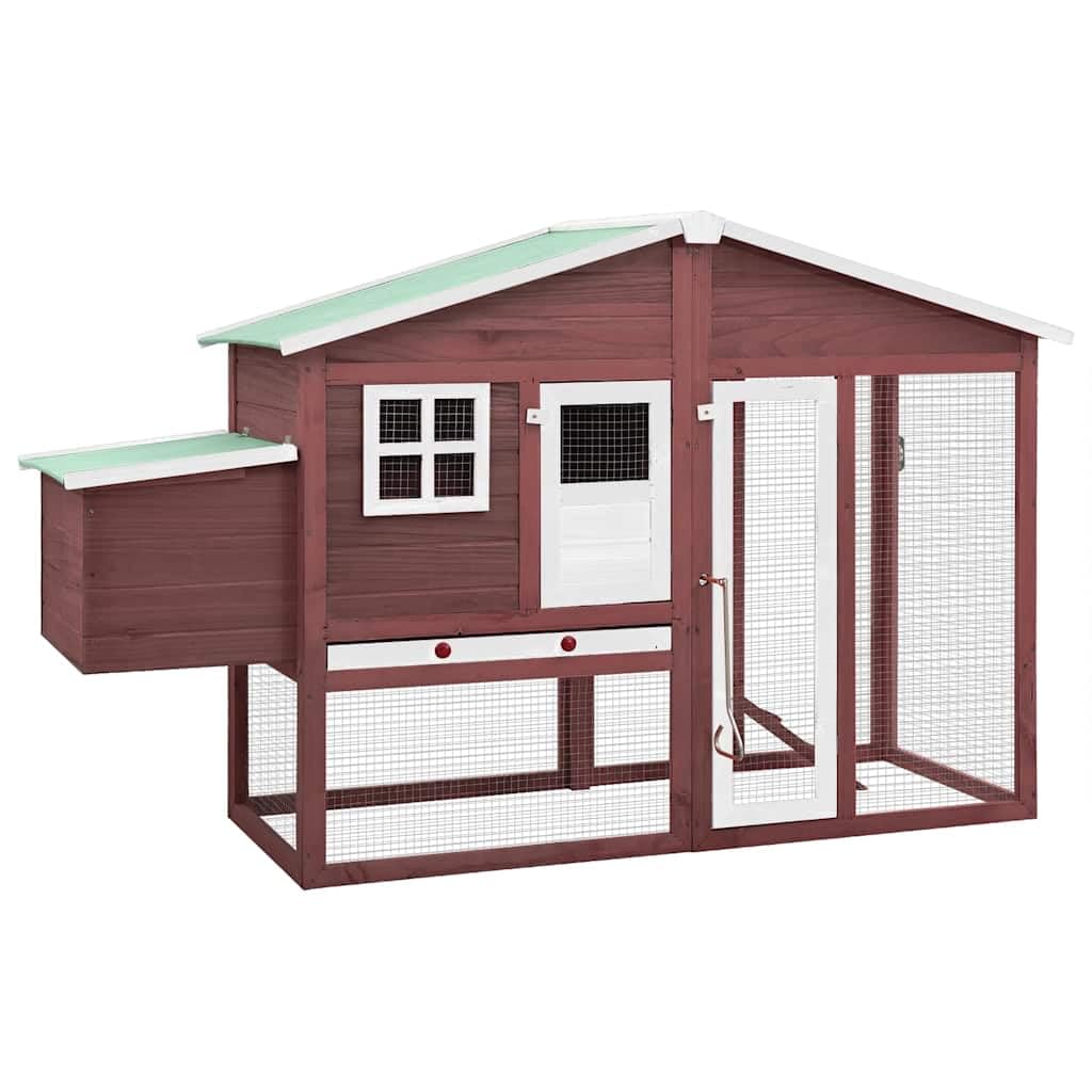 Gallinero con nido de madera maciza de abeto, gran cañón con malla de acero galvanizado, techo basculante con tela impermeable, rampa antideslizante y estante extraíble