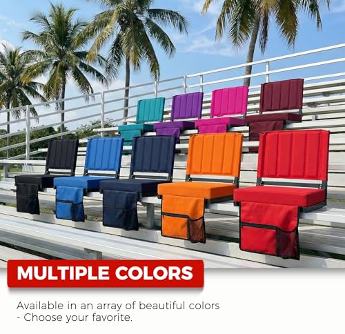 Image of SPORT BEATS Stadium Seats with Back Support Bleacher Chairs with Back and Cushion Thick Padded Bleacher Seats Includes Shoulder Strap Black 1pc Regular - 17 inch W x 12 inch D x 16.5 inch H