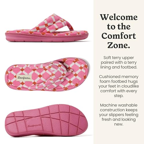 Image of Dearfoams Women's Melanie Colorblocked Microfiber Terry Thong Slipper