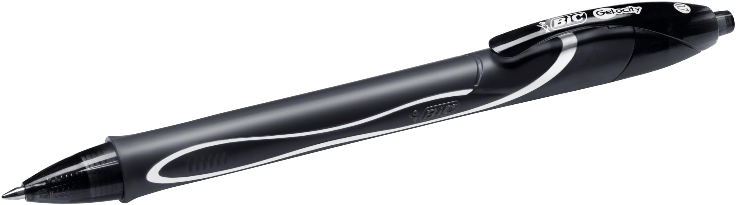 BIC Gel-ocity Quick Dry - Stylos-Gel Rétractables Séchage Ultra-Rapide - Pointe Moyenne (0,7 mm) - Noir, Boîte de 12