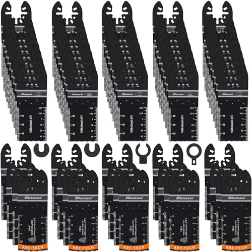 Image of Bionso 110PCS Oscillating Tool Blade Cuts Wood, Sharp and Durable Multitool Blades, Multi Tool Blades Kits, Oscillating Saw Blades Fit Dewalt Milwaukee Ryobi Makita Worx Rockwell