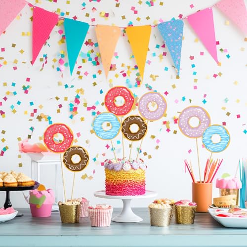 Image of Doughnut Party Centerpiece Sticks,Donut Birthday Party Decorations Summer Sweet Grow Up Party Table Sign .Set of 16