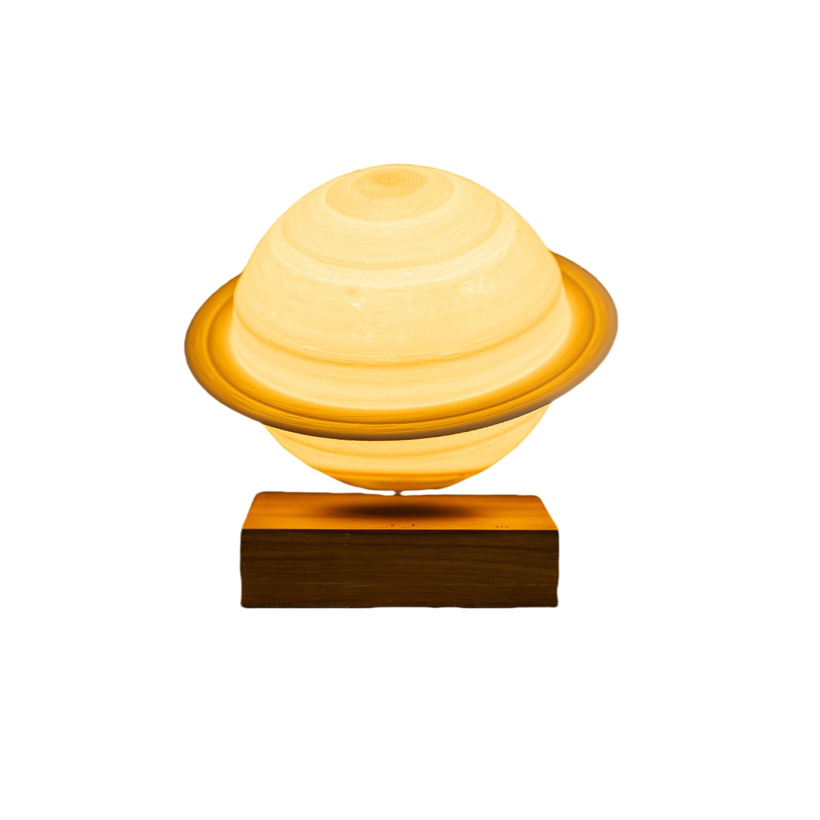 Gingko Smart Saturn Floating Lamp – 3D Printed Levitating LED Light with Walnut Wood Base – Magnetic Levitation, Warm Ambient Glow, Unique Gift