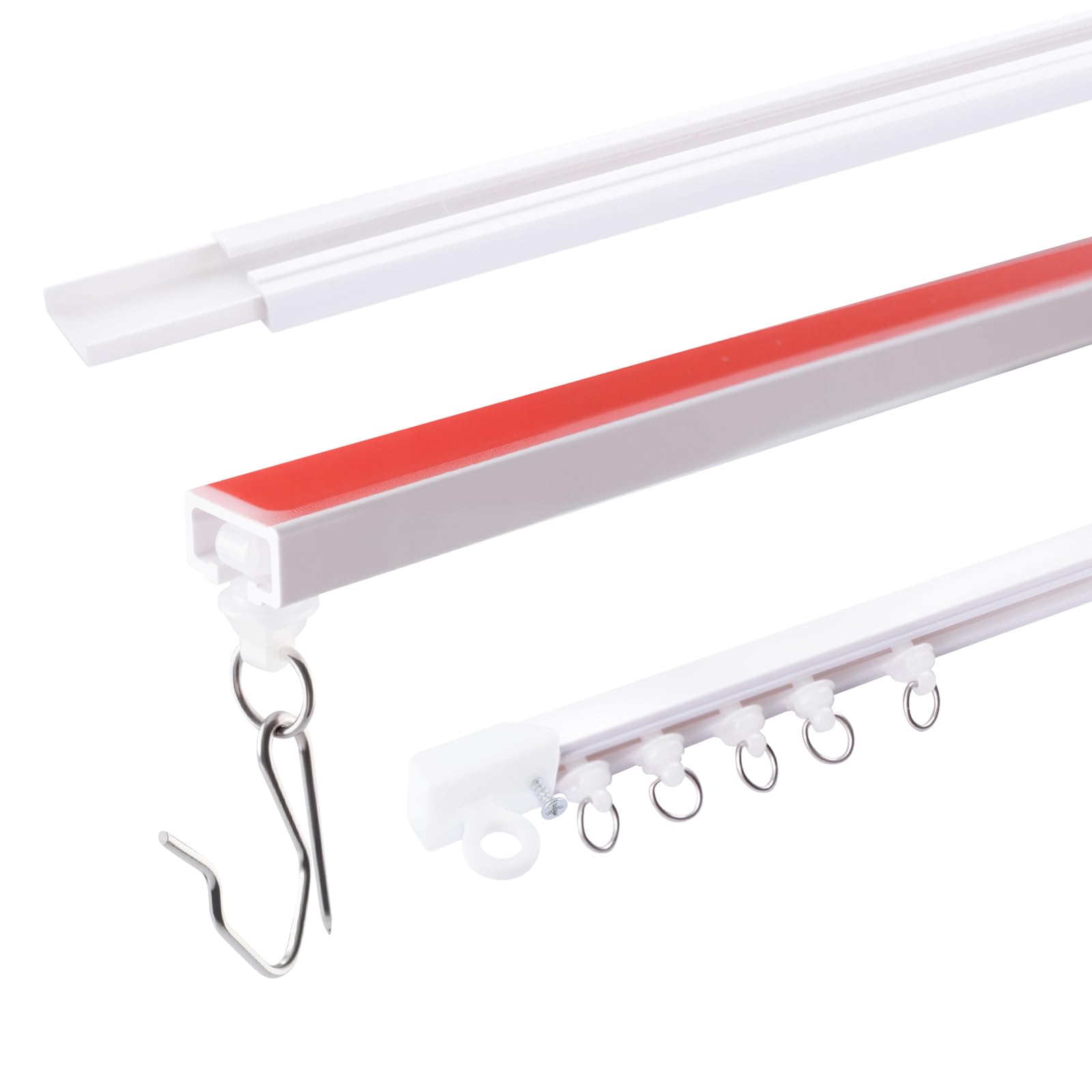 INCREWAY 1 Set of 20mm Wide, 160cm Long Self-Adhesive No-Drill Curtain Track System, White Ceiling Curtain Track, Flexible Ceiling & Wall Mount Room Divider for Bathrooms — image 1