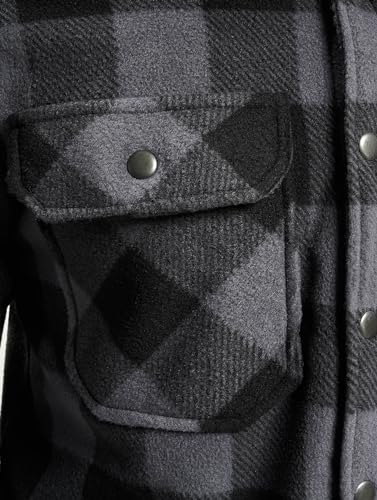 Brandit Jeff Fleece Shirt Long Sleeve, Farbe: Black/Grey, Größe: L