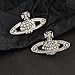 Saturn Earrings,Saturn Planet Earring,Aesthetic Earring for Women,Cubic Zirconia Saturn Planet Studs Earring,Space Earrings Y2k Earrings Jewelry Gifts for Women (Silver)