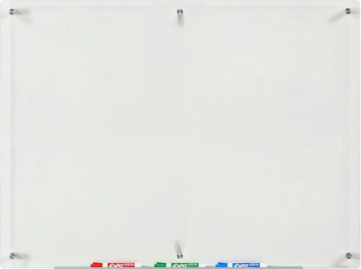 Audio-Visual DirectUltra Clear Glass Dry-Erase Board Set - 4' x 3' - Includes Hardware & Marker Tray (Non-Magnetic)