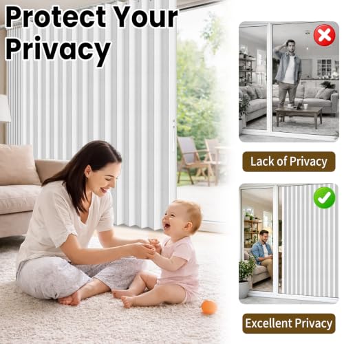 Image of AJAZZ Blackout Accordion Door Curtain 1 Panel 98 inchx78 inch White - Magnetic Folding Room Divider, No-Drill Sliding Patio Closet