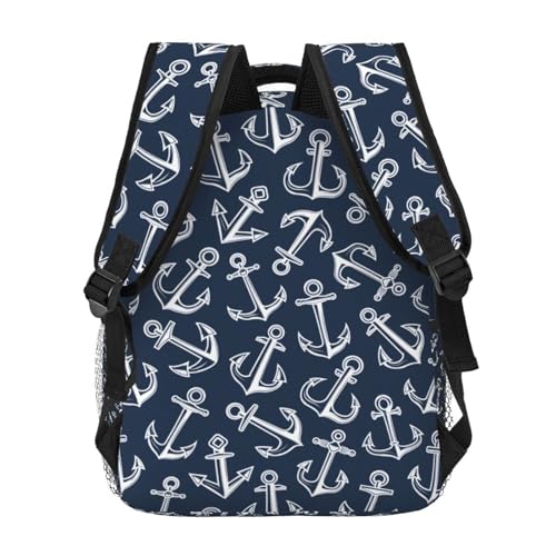 Anchor Pattern Lightweight Backpack Travel Casual Bags for Women or Men 15.7 Inches4