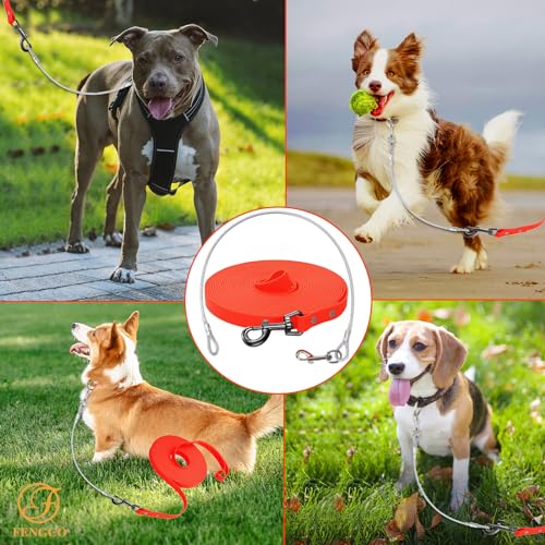 Wasserdicht Schleppleine für Hunde,mit Chew Proof Tie-Out Leinen,Wasserdicht Trainingsleine für Hunde(Orange,3m)