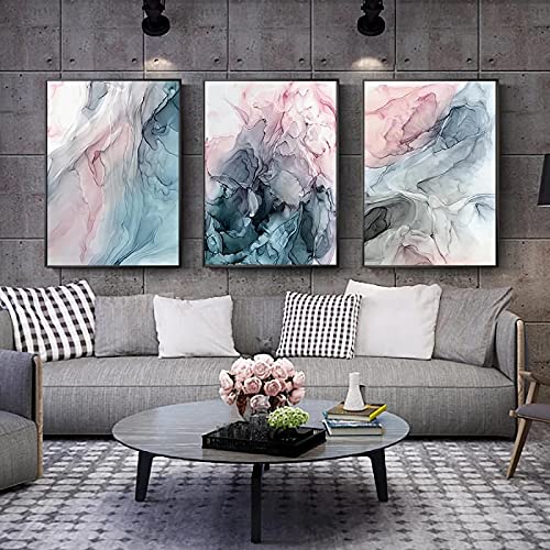 Lot de 3 affiches sur toile encre colorée 70x100 cm pour salon