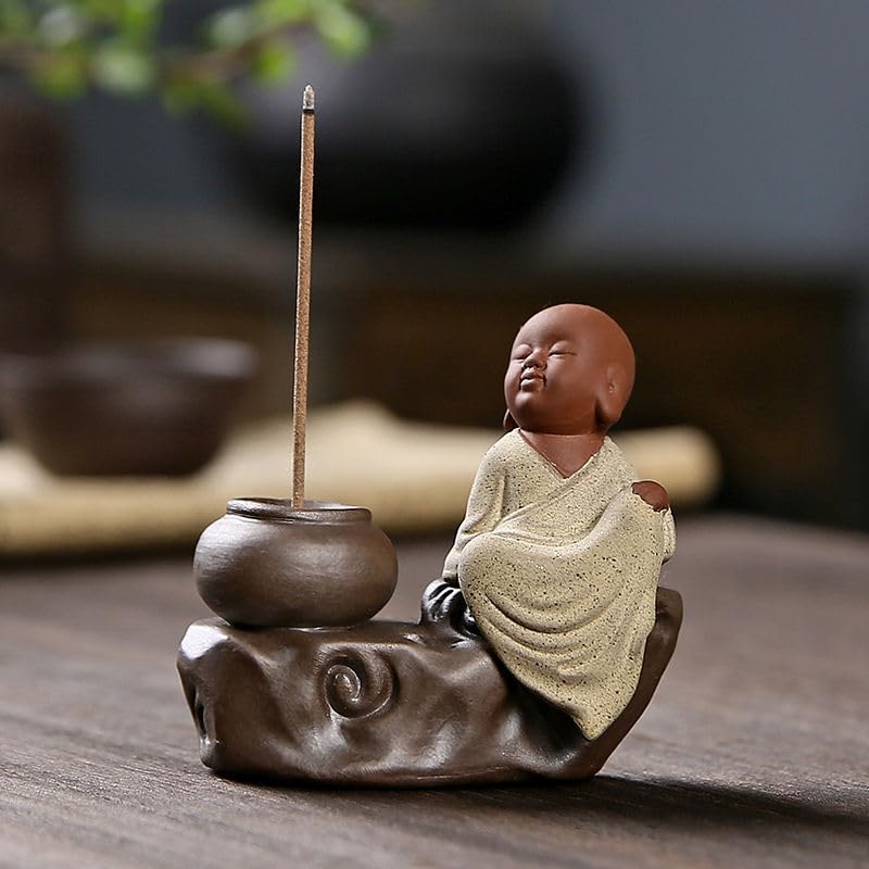 7cm Zen Purple Sand Little Monk Incense Insertion Home Decoration Incense Burner