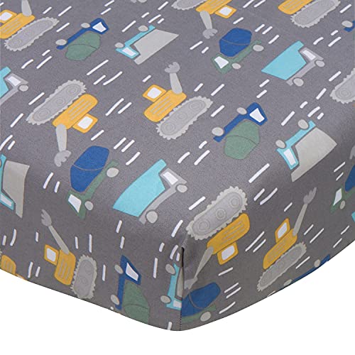 Image of Gerber Baby Boys Girls Neutral Newborn Infant Baby Toddler Nursery 100% Cotton Fitted Bedding Crib Sheet, Trucks Grey, 28 inch x 52 inch