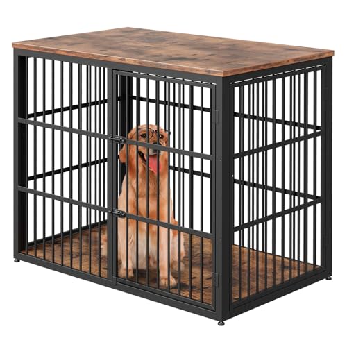 Zivanti 48" XXL Dog Crate Furniture, 3-Door Heavy Duty Indoor Kennel, Brown | Furniture-Style Wooden Pet Cage with Reinforced Metal Frame, Combination Crate and Roomy Space for Medium to Large Dogs