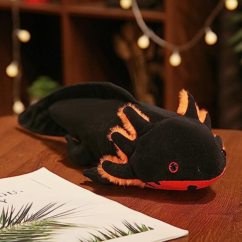 Tiny Heart Axolotl Plush Toy, Axolotl Stuffed Animal, Lifelike Cute black Axolotl Plush Toy, Gifts for Kids, 20 Inches Long black, Home Decoration