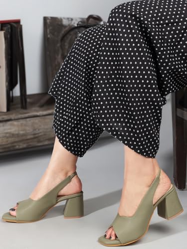 Image of Carlton London Women Stylish Backstap Sandal with Block Heels, Square Toe for Casual Wear
