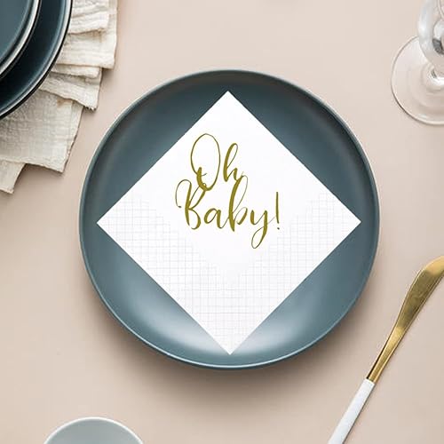 Miniatura 5 de Geloar Oh Baby - Servilletas de cóctel para baby shower paquete de 100 servilletas desechables de papel Oh Baby a granel para baby shower decoración