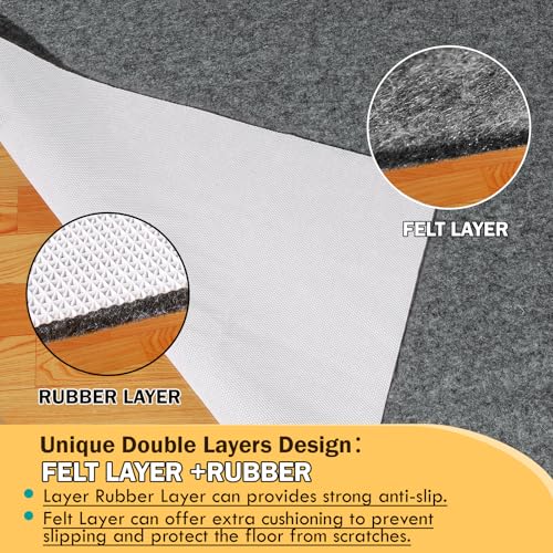 Waterproof Rug Pad, Thick 8x10 ft Under Area Rug Carpet Pad, Non Slip Felt Rug Pads for Hardwood Floors, Keep Carpets in Place Soft and Prevent Rug from Wrinkling or Buckling - Image 5
