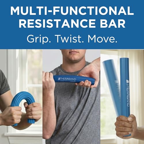 Image of THERABAND FlexBar, Flex Bar, Physical Therapy, Tennis Elbow, Blue | Flex therapy bar for physical therapy, wrist and forearm exercise, with non slip grip and compact design