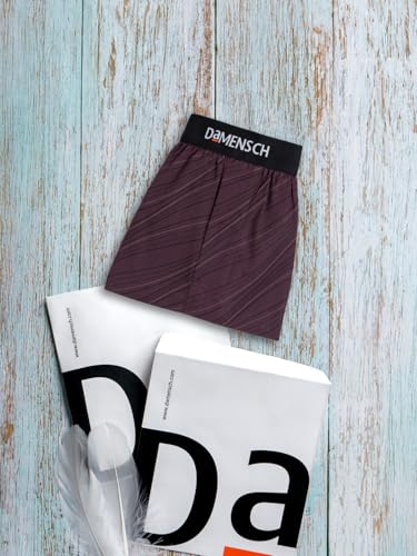 Image of DAMENSCH Solid Breeeze Inner Boxers for Men, Ultra-Light Boxers, 100% Cotton Shorts Pant, Breathable Woven Inner Cotton Shorts for Men-Plum Waves-4XL