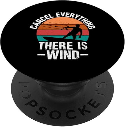 Vintage Kitesurf Cancel Everything There Is Wind Kitesurfing PopSockets Swappable PopGrip