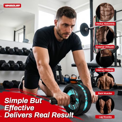 Image of VINSGUIR Ab Roller Wheel, Abs & Core Workout Equipment for Home Gym with Knee Pad Accessories, Abdominal Wheel for Full-body Strength Training