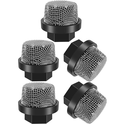 Ghopy 5Pcs Hose Inlet Strainer Screen Set Compatible with 390/Ultra 395/495 Stainless Steel Inlet Suction Strainer Filter Durable 7/8inch UNF Paint Spray Tool Pump Inlet Mesh Filter(Silver)