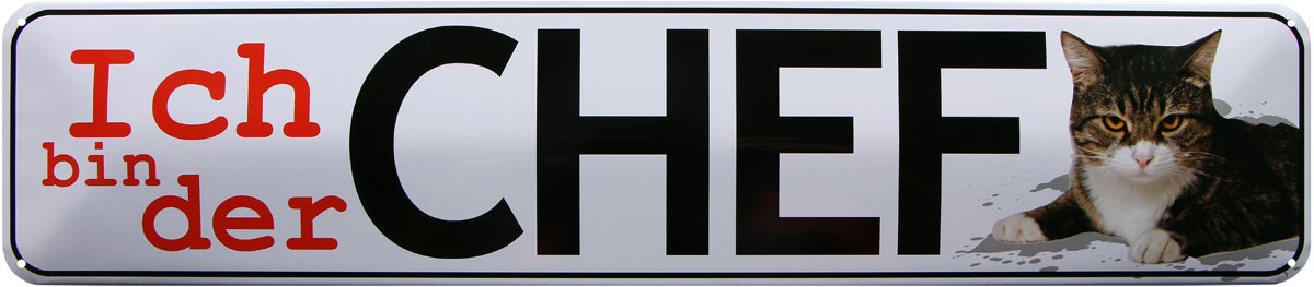 Blechschild 46 cm x 10 cm I'm The Boss - Cat 46x10 STR198 Tin Sign Street Sign