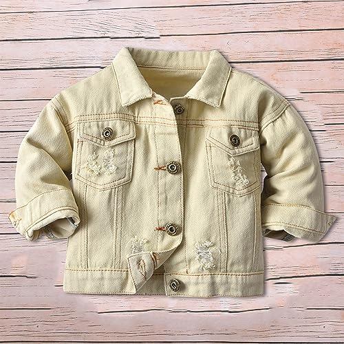 Baby Girls Boys Ripped Denim Jacket Button Down Kids Jeans Coat Long Sleeve Trendy Patchwork Pockets Lapel Casual4