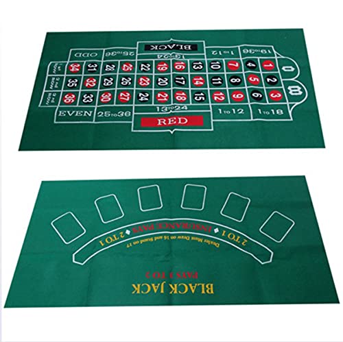 SHENGDASI Sentier De Blackjack Et De Roulette Double Face, Un Tapis De Jeu 47 Pouces Parfaitement Dimensionné pour La Table Basse Texas Hold 'Em & Blackjack