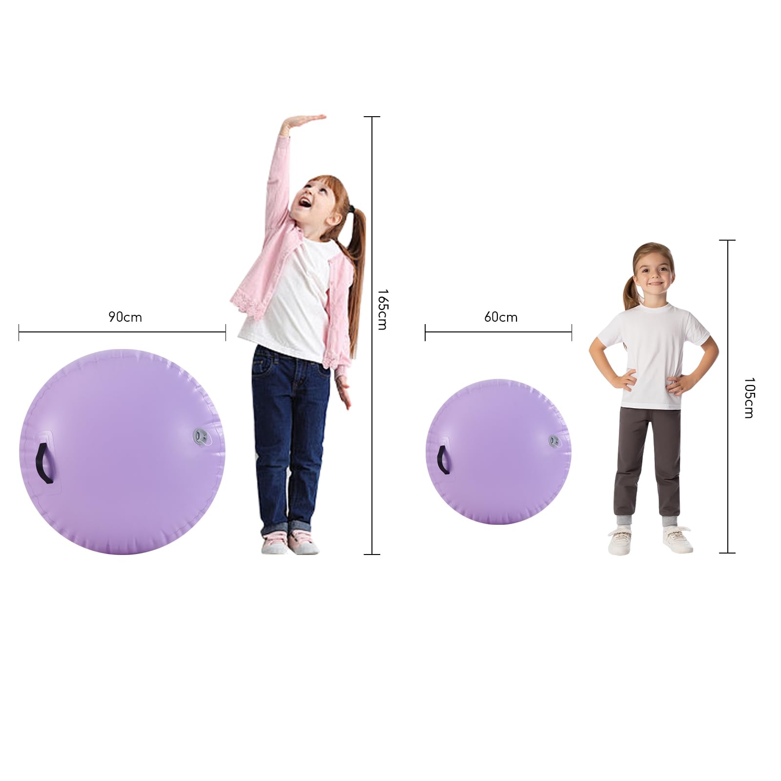 BSTSEL Tapis de gymnastique gonflable de 60/75/90 cm, tapis d'entraînement de gymnastique gonflable pour la maison/l'école/l'entraînement avec pompe
