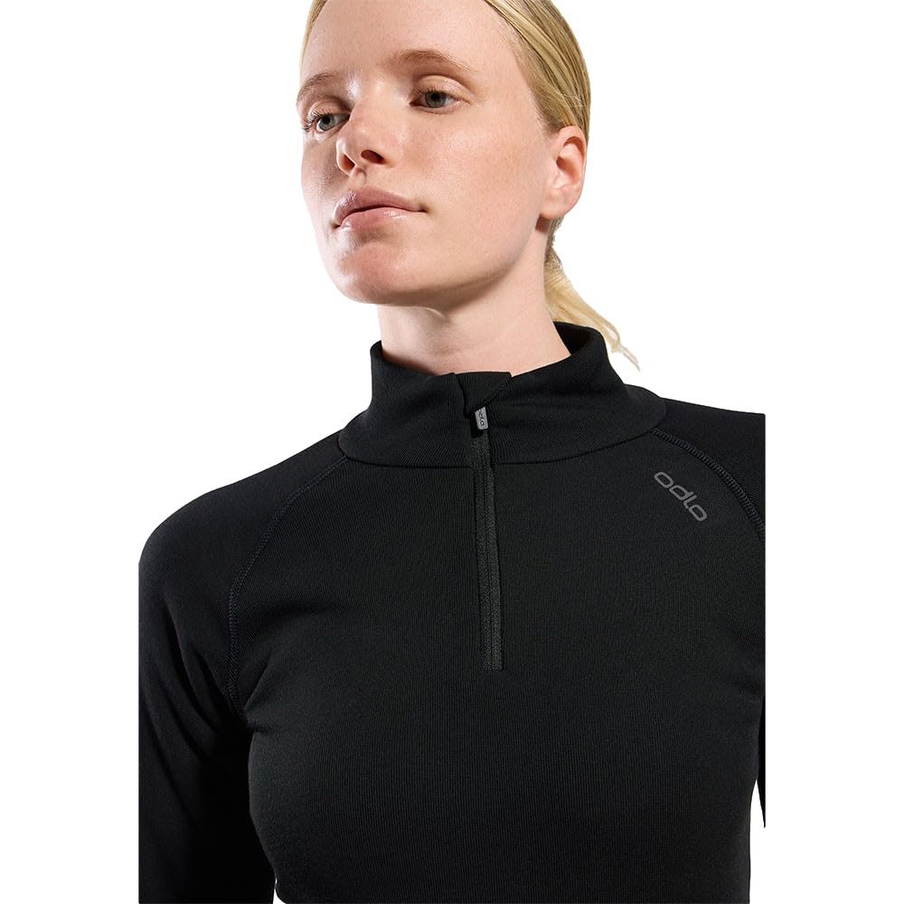 Odlo Active X-Warm sous-vêtements Thermiques à Manches Longues pour Femme avec 1/2 Fermeture éclair I sous-vêtements de Ski Chauds