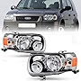 ACANII - For 2005-2007 Ford Escape Factory Style Chrome Headlights Headlamps Assembly Replacement Pair Set Left+Right